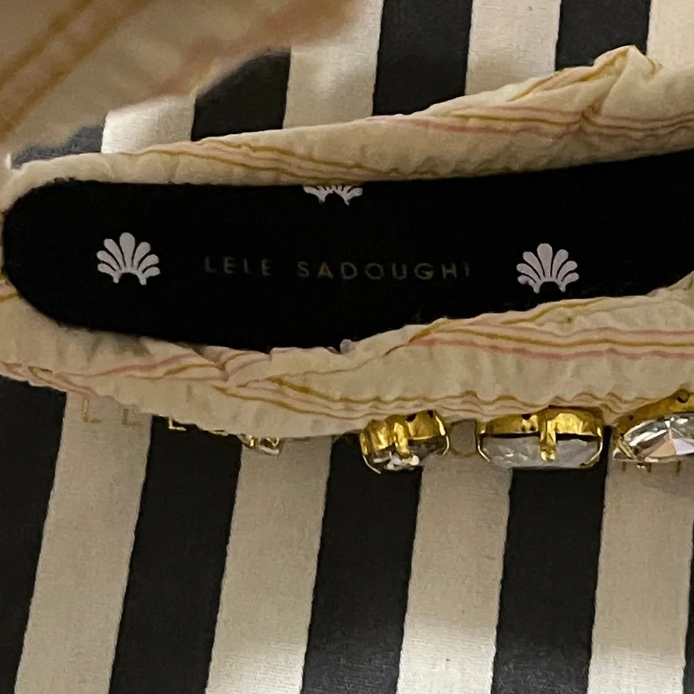 Lele Sadoughi STRIPE SEERSUCKER EMBELLISHED KNOTTED HEADBAND Blush NWT
